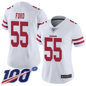 Exceptional 49ers #55 Dee Ford White Women's Stitched NFL 100th Season Vapor Limited Jersey