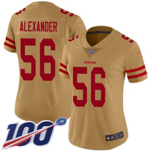 Premium 49ers #56 Kwon Alexander Gold Women's Stitched NFL Limited Inverted Legend 100th Season Jersey