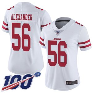 High - quality 49ers #56 Kwon Alexander White Women's Stitched NFL 100th Season Vapor Limited Jersey