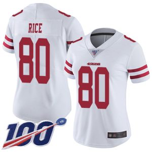 Fantastic 49ers #80 Jerry Rice White Women's Stitched NFL 100th Season Vapor Limited Jersey