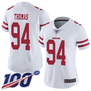 Fantastic 49ers #94 Solomon Thomas White Women's Stitched NFL 100th Season Vapor Limited Jersey