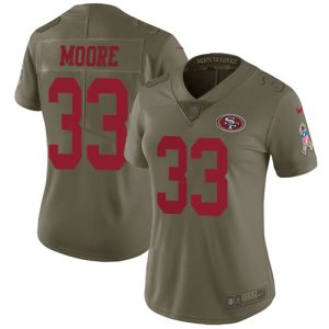 Finest 49ers #33 Tarvarius Moore Olive Women's Stitched NFL Limited 2017 Salute to Service Jersey
