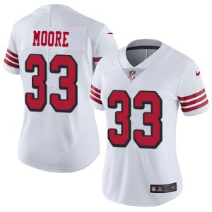 Delightful 49ers #33 Tarvarius Moore White Rush Women's Stitched NFL Vapor Untouchable Limited Jersey