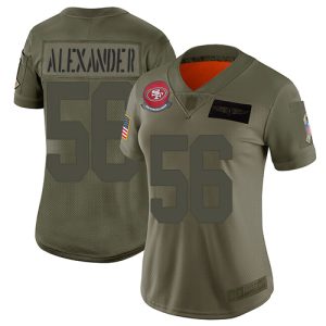 Exceptional 49ers #56 Kwon Alexander Camo Women's Stitched NFL Limited 2019 Salute to Service Jersey