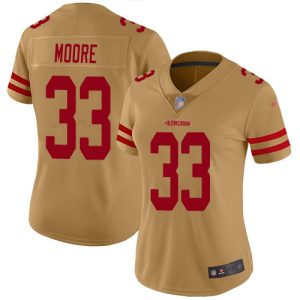 Delightful 49ers #33 Tarvarius Moore Gold Women's Stitched NFL Limited Inverted Legend Jersey