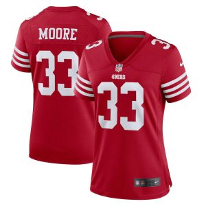High - quality San Francisco 49ers #33 Tarvarius Moore Scarlet Women's 2022-23 NFL Game Jersey