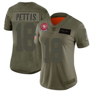 Delightful 49ers #18 Dante Pettis Camo Women's Stitched NFL Limited 2019 Salute to Service Jersey