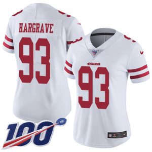 Premium 49ers #93 Javon Hargrave White Women's Stitched NFL 100th Season Vapor Limited Jersey