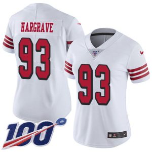 Premium 49ers #93 Javon Hargrave White Rush Women's Stitched NFL Limited 100th Season Jersey