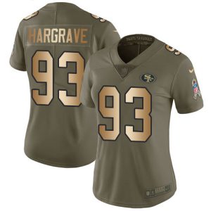 High - quality 49ers #93 Javon Hargrave Olive/Gold Women's Stitched NFL Limited 2017 Salute To Service Jersey