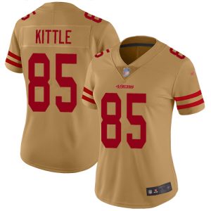 Exceptional 49ers #85 George Kittle Gold Women's Stitched NFL Limited Inverted Legend Jersey