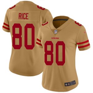 High - quality 49ers #80 Jerry Rice Gold Women's Stitched NFL Limited Inverted Legend Jersey