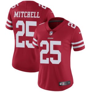 Impressive 49ers #25 Elijah Mitchell Red Team Color Women's Stitched NFL Vapor Untouchable Limited Jersey