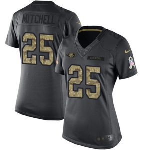 Finest 49ers #25 Elijah Mitchell Black Women's Stitched NFL Limited 2016 Salute to Service Jersey