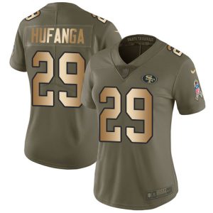 Delightful 49ers #29 Talanoa Hufanga Olive/Gold Women's Stitched NFL Limited 2017 Salute To Service Jersey