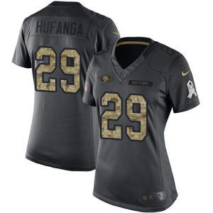 Outstanding 49ers #29 Talanoa Hufanga Black Women's Stitched NFL Limited 2016 Salute to Service Jersey