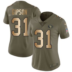 Impressive 49ers #31 Tashaun Gipson Olive/Gold Women's Stitched NFL Limited 2017 Salute To Service Jersey