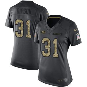 Finest 49ers #31 Tashaun Gipson Black Women's Stitched NFL Limited 2016 Salute to Service Jersey
