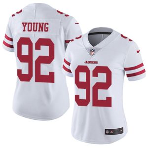 High - quality 49ers #92 Chase Young White Women's Stitched NFL 100th Season Vapor Limited Jersey