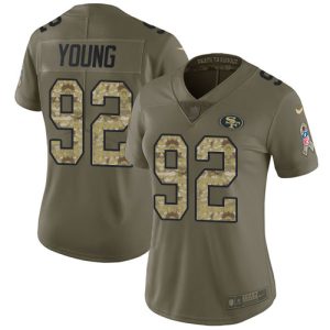 Finest 49ers #92 Chase Young Olive/Camo Women's Stitched NFL Limited 2017 Salute To Service Jersey
