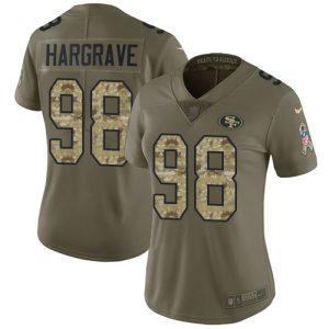 Finest 49ers #98 Javon Hargrave Olive/Camo Women's Stitched NFL Limited 2017 Salute To Service Jersey