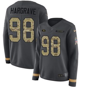 Delightful 49ers #98 Javon Hargrave Anthracite Salute to Service Women's Stitched NFL Limited Therma Long Sleeve Jersey