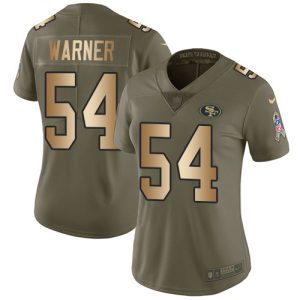 Outstanding 49ers #54 Fred Warner Olive/Gold Women's Stitched NFL Limited 2017 Salute To Service Jersey