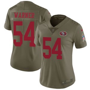 Premium 49ers #54 Fred Warner Olive Women's Stitched NFL Limited 2017 Salute to Service Jersey
