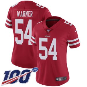 High - quality 49ers #54 Fred Warner Red Team Color Women's Stitched NFL 100th Season Vapor Limited Jersey