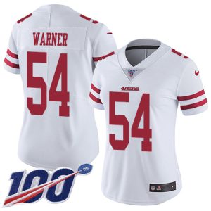 High - quality 49ers #54 Fred Warner White Women's Stitched NFL 100th Season Vapor Limited Jersey