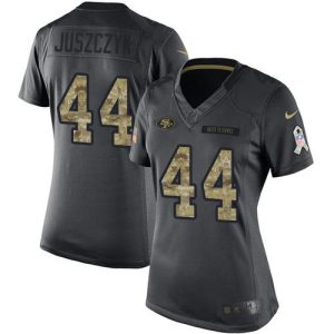 Premium 49ers #44 Kyle Juszczyk Black Women's Stitched NFL Limited 2016 Salute to Service Jersey
