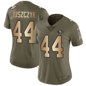 Finest 49ers #44 Kyle Juszczyk Olive/Gold Women's Stitched NFL Limited 2017 Salute To Service Jersey