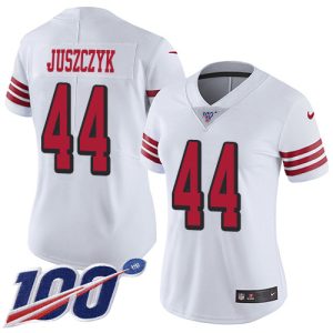 Impressive 49ers #44 Kyle Juszczyk White Rush Women's Stitched NFL Limited 100th Season Jersey