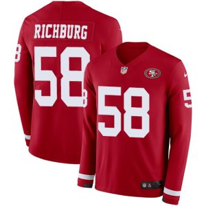 Exceptional 49ers #58 Weston Richburg Red Team Color Youth Stitched NFL Limited Therma Long Sleeve Jersey