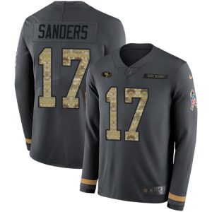 Fantastic 49ers #17 Emmanuel Sanders Anthracite Salute to Service Youth Stitched NFL Limited Therma Long Sleeve Jersey