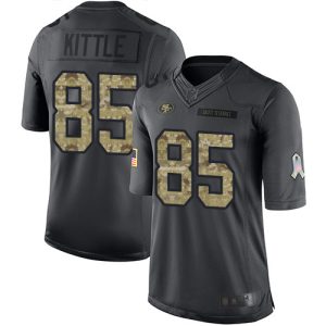 Outstanding 49ers #85 George Kittle Black Youth Stitched NFL Limited 2016 Salute to Service Jersey