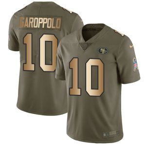 High - quality 49ers #10 Jimmy Garoppolo Olive/Gold Youth Stitched NFL Limited 2017 Salute to Service Jersey