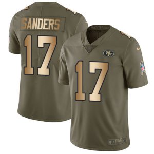 Fantastic 49ers #17 Emmanuel Sanders Olive/Gold Youth Stitched NFL Limited 2017 Salute to Service Jersey