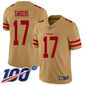 Exceptional 49ers #17 Emmanuel Sanders Gold Youth Stitched NFL Limited Inverted Legend 100th Season Jersey