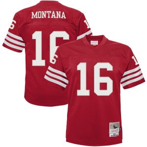 Exceptional Youth San Francisco 49ers #16 Joe Montana Mitchell & Ness Scarlet 1990 Legacy Retired Player Jersey