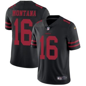 Outstanding 49ers #16 Joe Montana Black Alternate Youth Stitched NFL Vapor Untouchable Limited Jersey