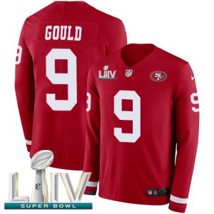 High - quality 49ers #9 Robbie Gould Red Super Bowl LIV 2020 Team Color Youth Stitched NFL Limited Therma Long Sleeve Jersey
