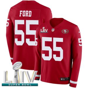 Fantastic 49ers #55 Dee Ford Red Super Bowl LIV 2020 Team Color Youth Stitched NFL Limited Therma Long Sleeve Jersey
