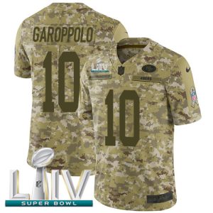Finest 49ers #10 Jimmy Garoppolo Camo Super Bowl LIV 2020 Youth Stitched NFL Limited 2018 Salute To Service Jersey