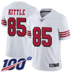 Fantastic 49ers #85 George Kittle White Rush Youth Stitched NFL Limited 100th Season Jersey