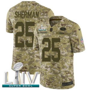 Exceptional 49ers #25 Richard Sherman Camo Super Bowl LIV 2020 Youth Stitched NFL Limited 2018 Salute To Service Jersey