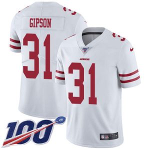Premium 49ers #31 Tashaun Gipson White Youth Stitched NFL 100th Season Vapor Limited Jersey