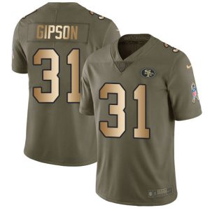 Delightful 49ers #31 Tashaun Gipson Olive/Gold Youth Stitched NFL Limited 2017 Salute To Service Jersey