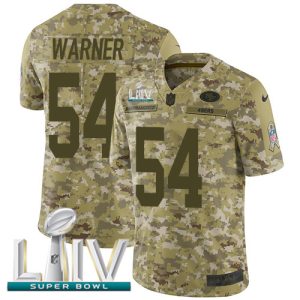 Premium 49ers #54 Fred Warner Camo Super Bowl LIV 2020 Youth Stitched NFL Limited 2018 Salute To Service Jersey