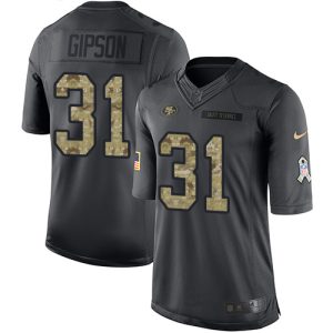 Finest 49ers #31 Tashaun Gipson Black Youth Stitched NFL Limited 2016 Salute to Service Jersey